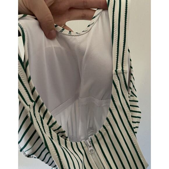 Cupshe Striped Floral island One Piece Swimsuit Cut Out Zip Up Swimwear Women S - Picture 4 of 6